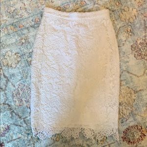 White floral lace skirt from Banana Republic